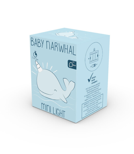 Dhink Mini Gece Lambası // Baby Narwhal Mavi Balina