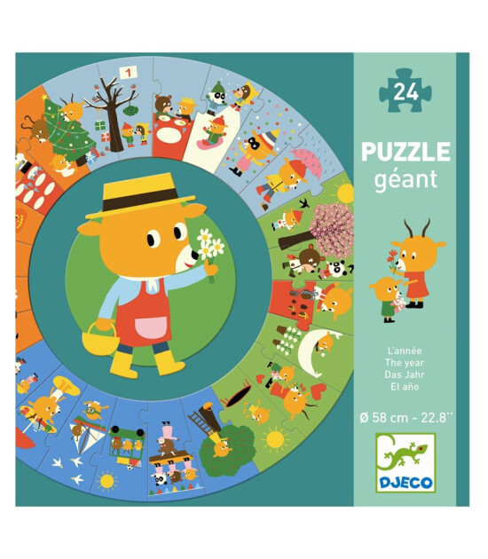 Djeco Giant Yuvarlak Puzzle // Bir Yıl (24 Parça)