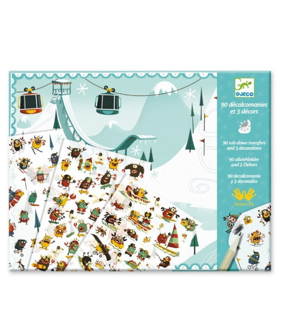 Djeco Sticker Transfer Kartları // Glide And Ride At Monster Paradise