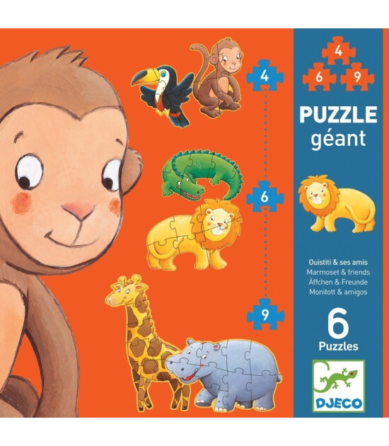Djeco Primo Puzzle Set // Marmoset & Friends (4-6-9 Parça)