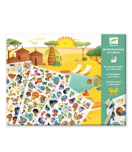 Djeco Sticker Transfer Kartları // Savannah Desert And North Pole-Time For Fun