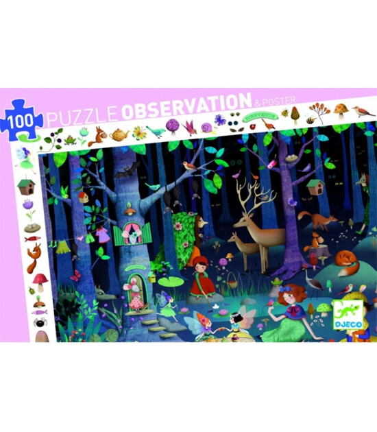 Djeco Observation Puzzle // Enchanted Forest (100 Parça)