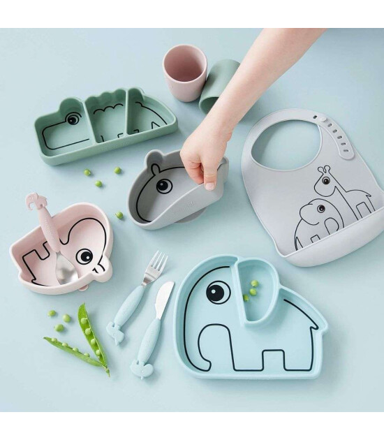 Done by Deer Vakumlu B&ouml;lmeli Silikon Tabak // Elphee - Mavi