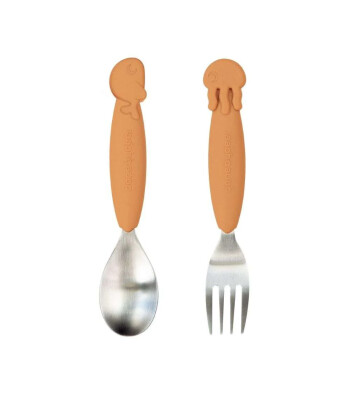 Done by Deer Paslanmaz Çelik Çatal Kaşık Seti // Sea Friends - Hardal