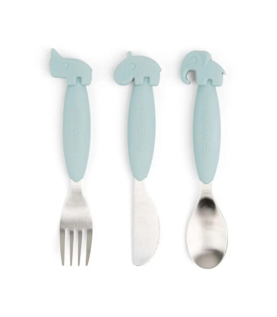 Done by Deer Paslanmaz &Ccedil;elik &Ccedil;atal Kaşık Bı&ccedil;ak Seti // Deer Friends - Mavi