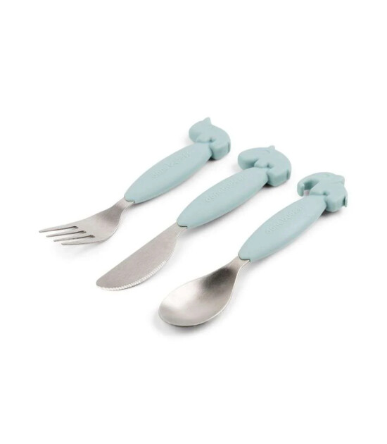 Done by Deer Paslanmaz &Ccedil;elik &Ccedil;atal Kaşık Bı&ccedil;ak Seti // Deer Friends - Mavi