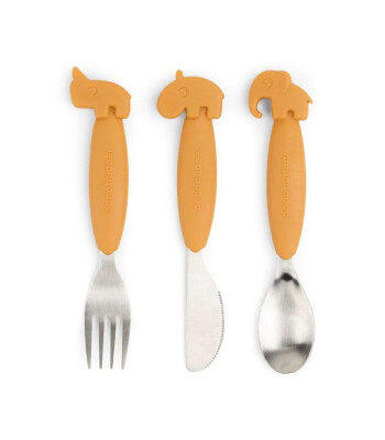 Done by Deer Paslanmaz Çelik Çatal Kaşık Bıçak Seti // Deer Friends - Hardal