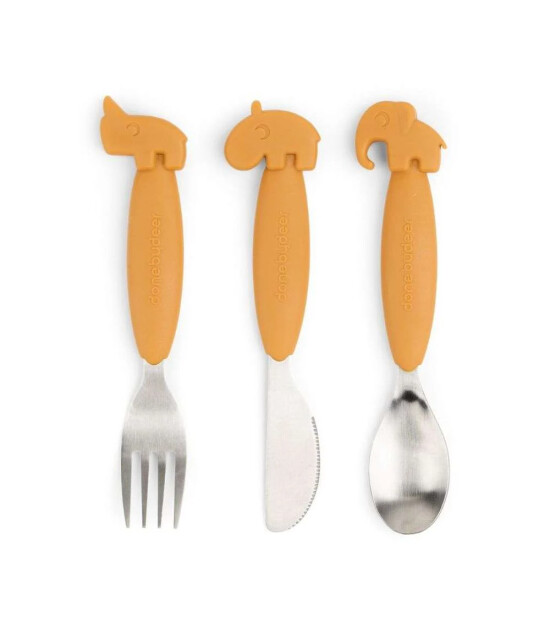 Done by Deer Paslanmaz &Ccedil;elik &Ccedil;atal Kaşık Bı&ccedil;ak Seti // Deer Friends - Hardal