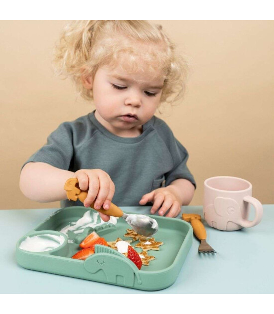 Done by Deer Paslanmaz &Ccedil;elik &Ccedil;atal Kaşık Bı&ccedil;ak Seti // Deer Friends - Hardal