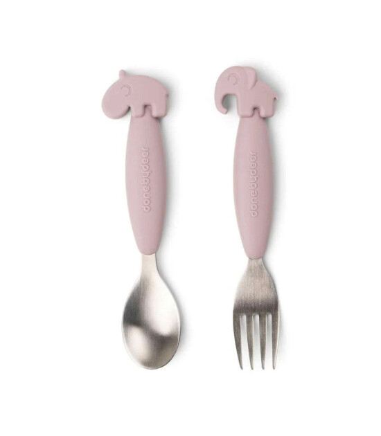 Done by Deer Paslanmaz &Ccedil;elik &Ccedil;atal Kaşık Seti // Deer Friends - Pembe