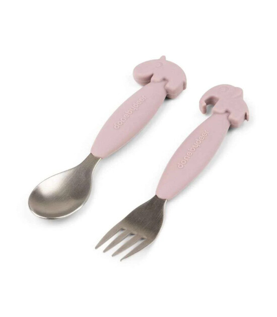 Done by Deer Paslanmaz &Ccedil;elik &Ccedil;atal Kaşık Seti // Deer Friends - Pembe