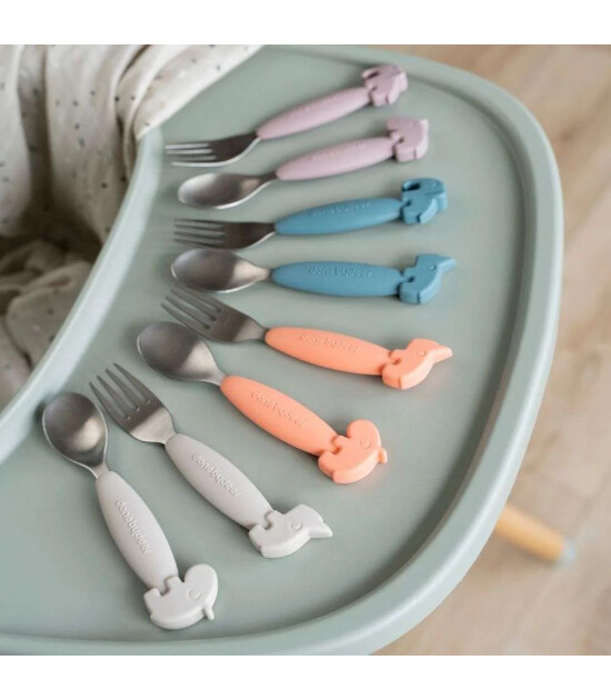 Done by Deer Paslanmaz &Ccedil;elik &Ccedil;atal Kaşık Seti // Deer Friends - Somon