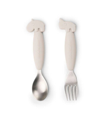 Done by Deer Paslanmaz Çelik Çatal Kaşık Seti // Deer Friends - Bej