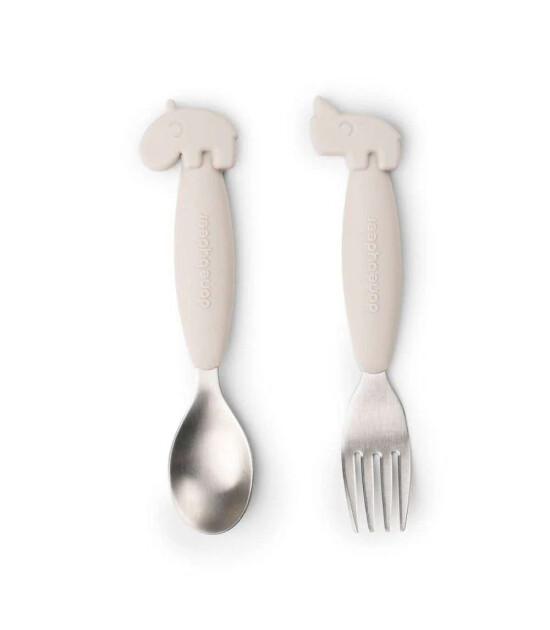 Done by Deer Paslanmaz &Ccedil;elik &Ccedil;atal Kaşık Seti // Deer Friends - Bej
