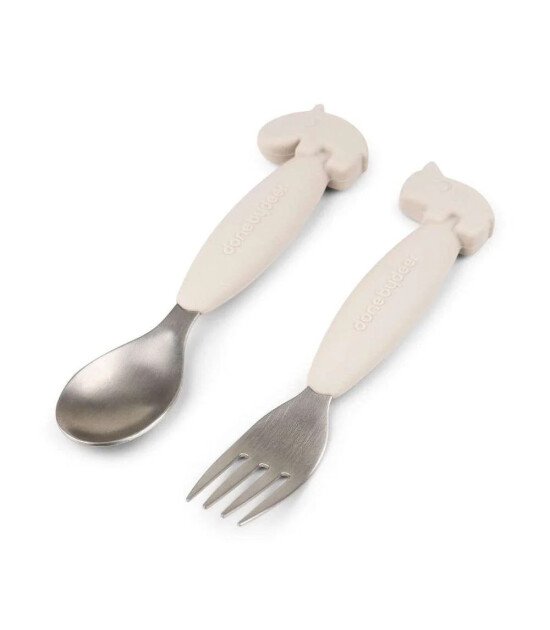 Done by Deer Paslanmaz &Ccedil;elik &Ccedil;atal Kaşık Seti // Deer Friends - Bej