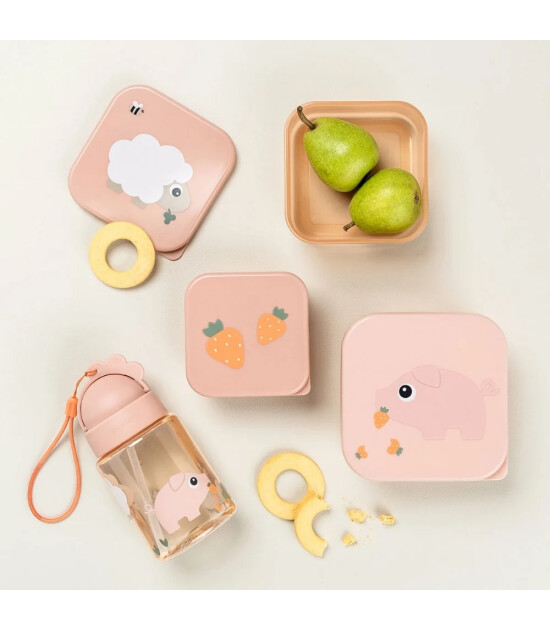 Done By Deer - Tiny Farm - 3'l&uuml; Saklama Kabı - Pembe