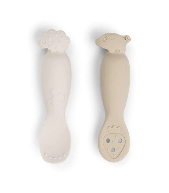 Done by Deer Silikon Alıştırma & P&uuml;re Kaşık Seti // Tiny Farm - Bej