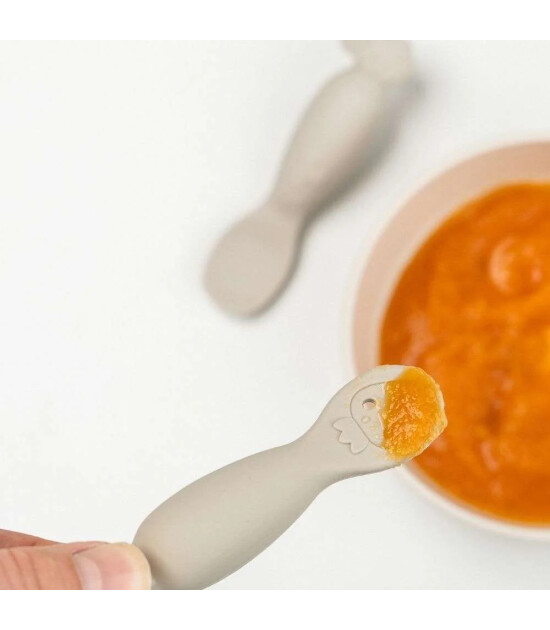 Done by Deer Silikon Alıştırma & P&uuml;re Kaşık Seti // Tiny Farm - Bej