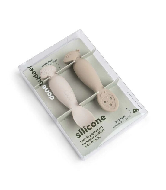 Done by Deer Silikon Alıştırma & P&uuml;re Kaşık Seti // Tiny Farm - Bej