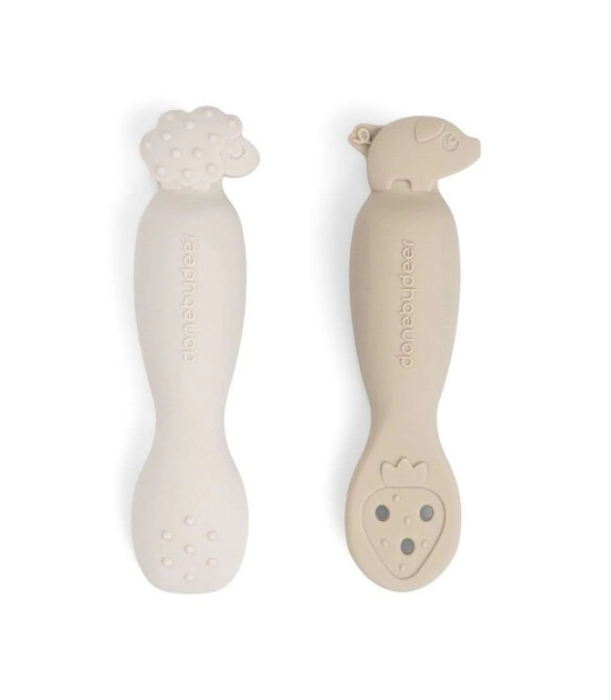 Done by Deer Silikon Alıştırma & P&uuml;re Kaşık Seti // Tiny Farm - Bej