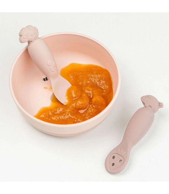 Done by Deer Silikon Alıştırma & P&uuml;re Kaşık Seti // Tiny Farm - Bej