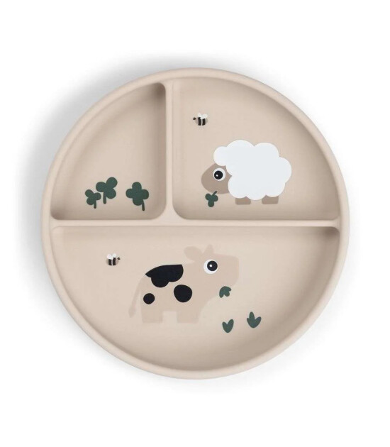 Done by Deer Vakumlu B&ouml;lmeli Silikon Tabak // Tiny Farm - Bej