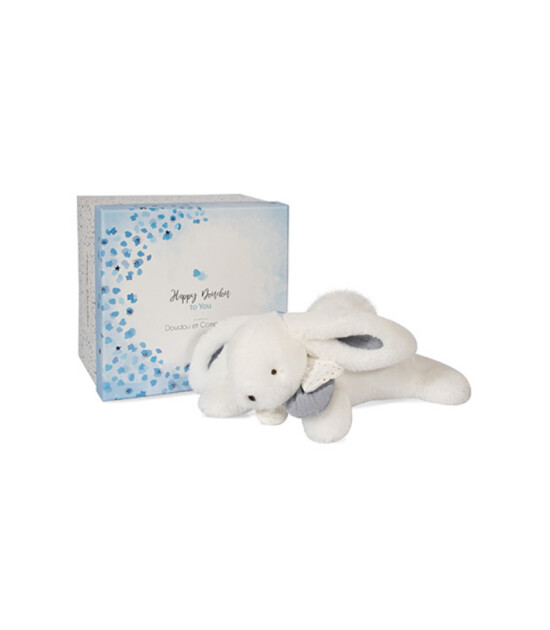 Doudou Peluş Ponpon Beyaz Tavşan