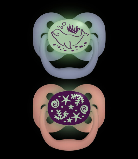 Dr. Brown's Advantage Silikon Emzik - İkili Set (0-6 Ay) // Okyanus - Pembe (Karanlıkta Parlar)