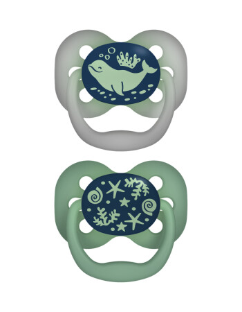 Dr. Brown's Advantage Silikon Emzik - İkili Set (0-6 Ay) // Okyanus - Mavi (Karanlıkta Parlar)