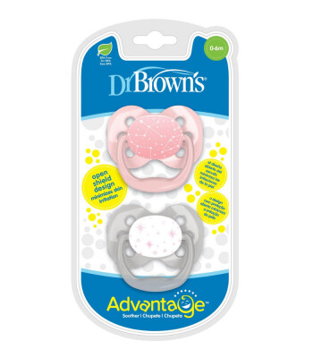 Dr. Brown's Advantage Silikon Emzik - İkili Set (0-6 Ay) // Pembe