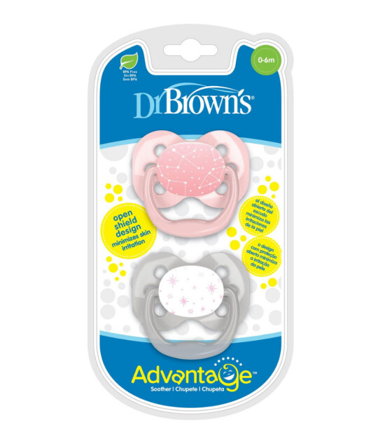 Dr. Brown's Advantage Silikon Emzik - İkili Set (0-6 Ay) // Pembe