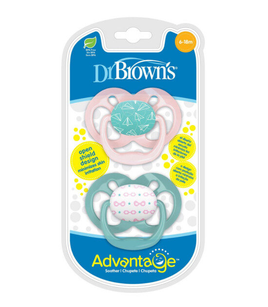 Dr Brown's Advantage Silikon Emzik - İkili Set (6-18 Ay) // Pembe