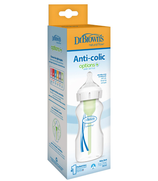 Dr. Brown's Options+ Geniş Ağız PP Biberon (270 ml) (2. Seviye Emzikli)