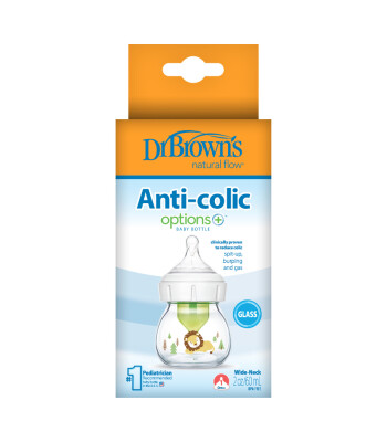 Dr. Brown's Options+ Geniş Ağız Cam Biberon (60 ml) // Aslan Desen