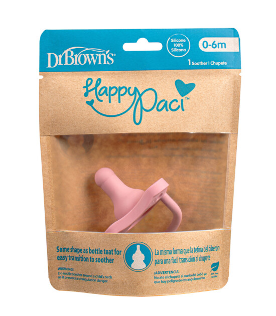Dr. Brown's Happy Paci Silikon Emzik (0-6 Ay) // Pembe