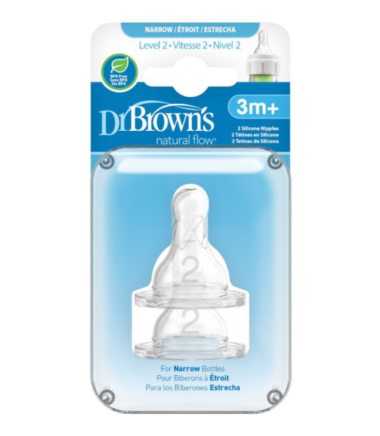 Dr. Brown's Options+ Dar Ağız Biberon Silikon Emzik - İkili Paket (2. Seviye)