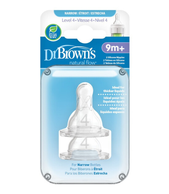Dr. Brown's Options+ Dar Ağız Biberon Silikon Emzik - İkili Paket (4. Seviye)