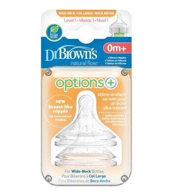 Dr. Brown's Options+ Geniş Ağız Silikon Biberon Emzik - İkili Paket (1. Seviye)