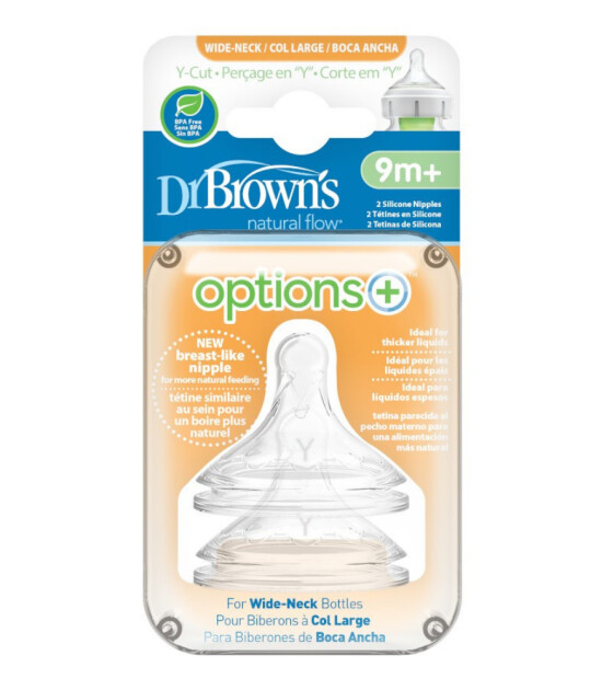 Dr. Brown's Options+ Geniş Ağız Silikon Biberon Emzik - İkili Paket (Y Kesim)