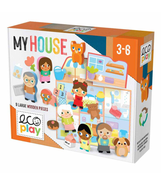 Ecoplay Ahşap Figürlü Puzzle Set //  My House (60 Parça)