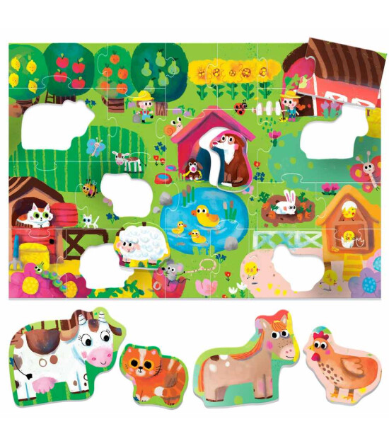 Ecoplay Shaped Puzzle // Farm (25 Parça)