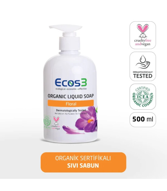 Ecos3 Organik Sıvı Sabun // Floral (500 ml)