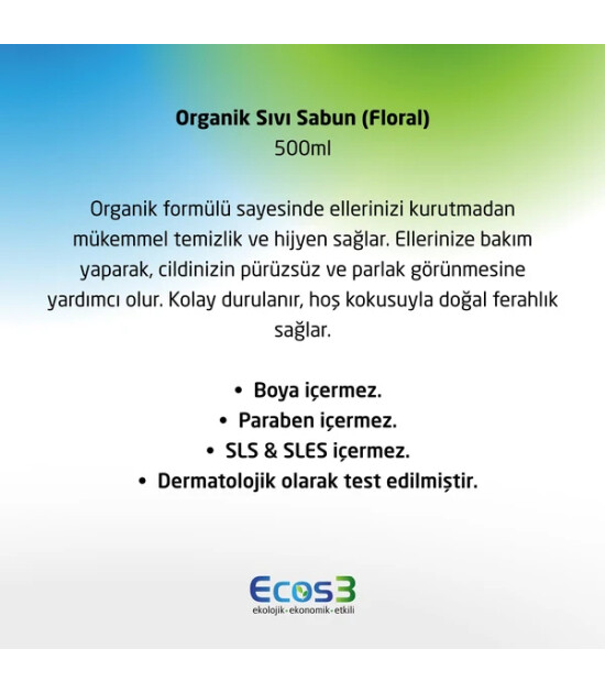 Ecos3 Organik Sıvı Sabun // Floral (500 ml)