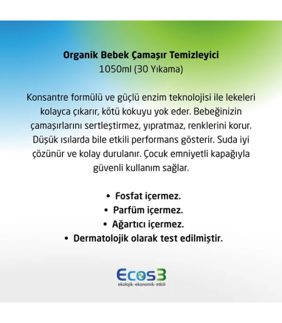 Ecos3 Organik Bebek Çamaşır Temizleyici (1050 ml)