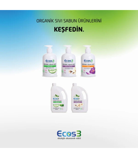 Ecos3 Organik Sıvı Sabun // Beyaz Manolya (2.5 lt)