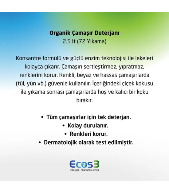 Ecos3 Organik Çamaşır Deterjanı (2.5 lt)