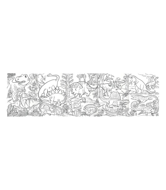 Eeboo Boyama Posteri ve Kuru Boya Seti (16 Renk) // Dinosaurs