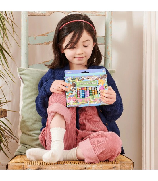 Eeboo &Ccedil;ift U&ccedil;lu Kuru Boya Kalemi (24 Renk) // Woodland Friends