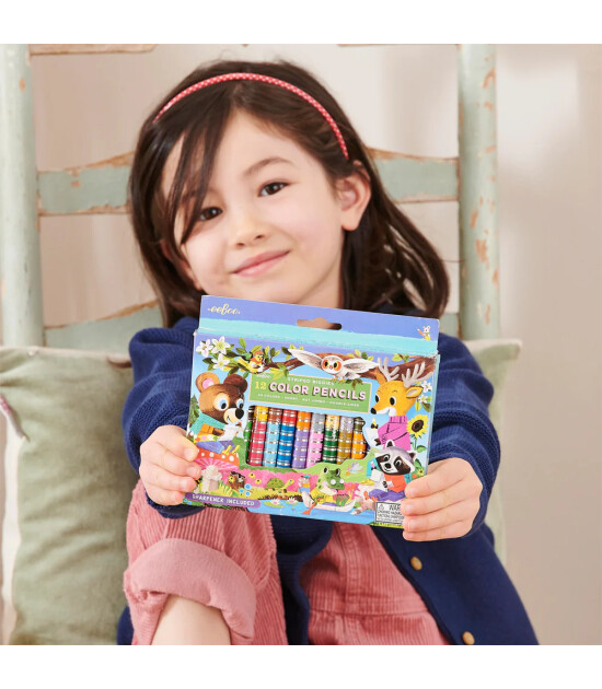 Eeboo &Ccedil;ift U&ccedil;lu Kuru Boya Kalemi (24 Renk) // Woodland Friends