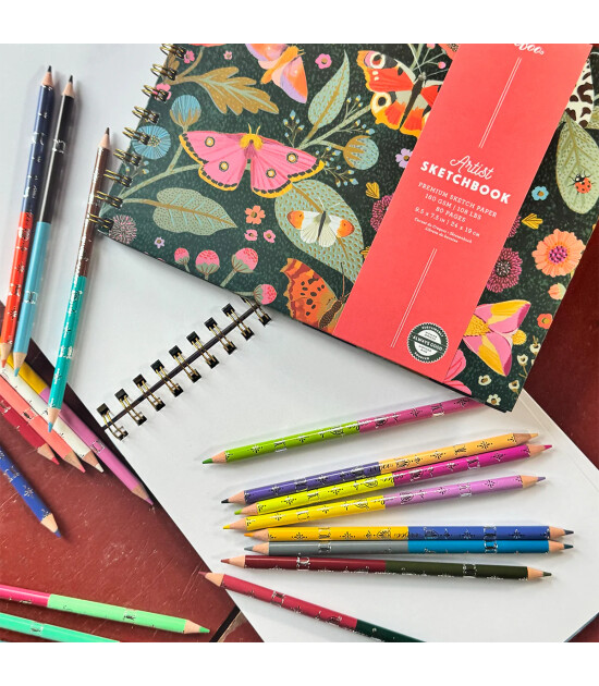 Eeboo &Ccedil;ift U&ccedil;lu Kutulu Kuru Boya Kalemi (50 Renk) // Victoria